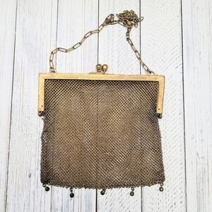 Antique German Silver Mesh Chain Woven Vintage Purse circa 1920-1930’s Goldine